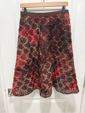 Rare Vintage Susan Gillis Browne Midi Skirt.-Moody Burgundy & Chocolate Pallet